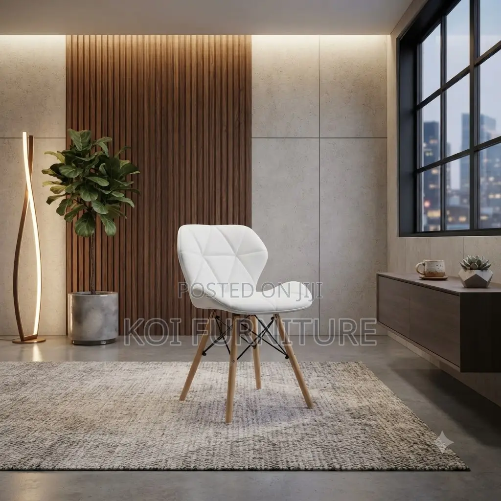 Dining Chairs; Modern New Eames Leather Padded Dining Chairs
