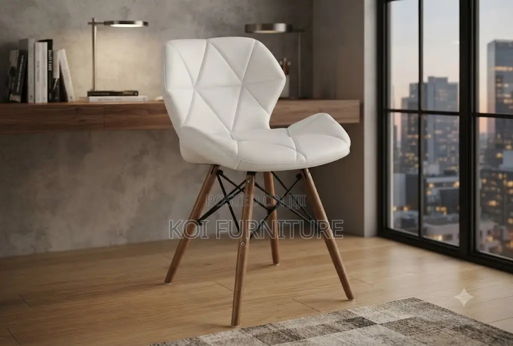 Dining Chairs; Modern New Eames Leather Padded Dining Chairs