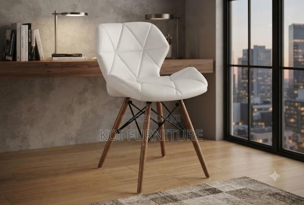 Dining Chairs; Modern New Eames Leather Padded Dining Chairs - thumbnail 2