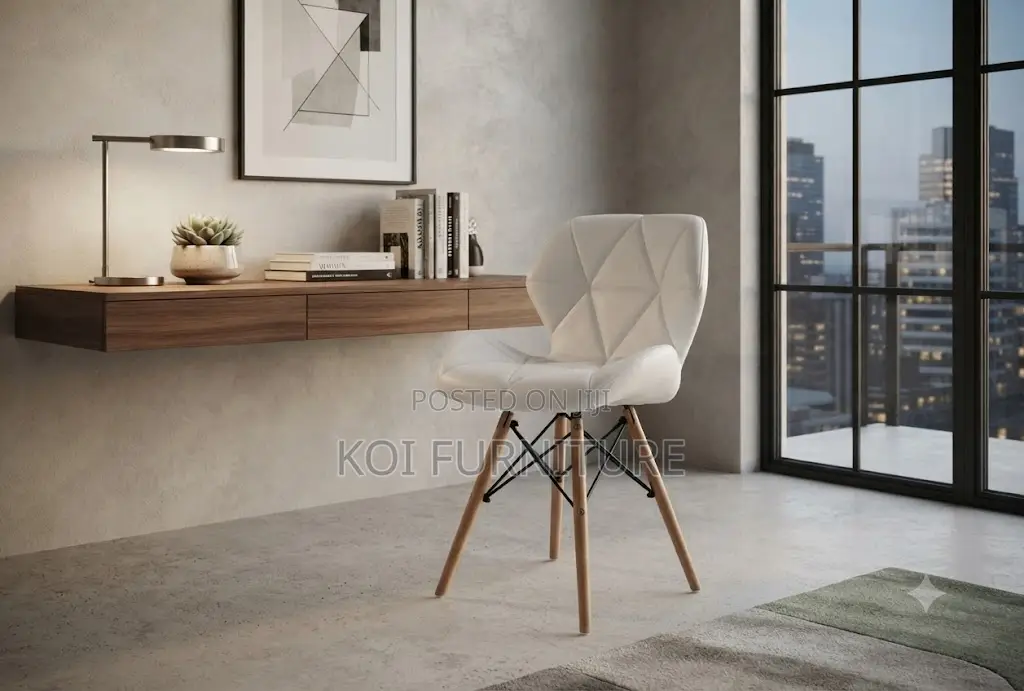 Dining Chairs; Modern New Eames Leather Padded Dining Chairs