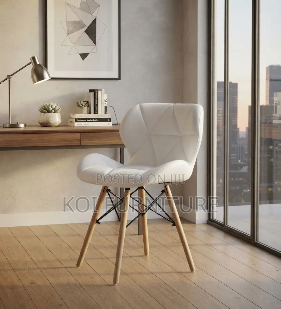 Dining Chairs; Modern New Eames Leather Padded Dining Chairs