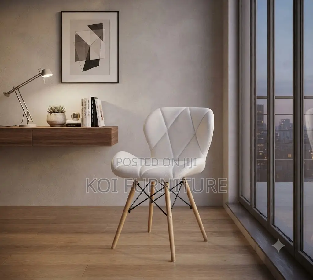 Dining Chairs; Modern New Eames Leather Padded Dining Chairs