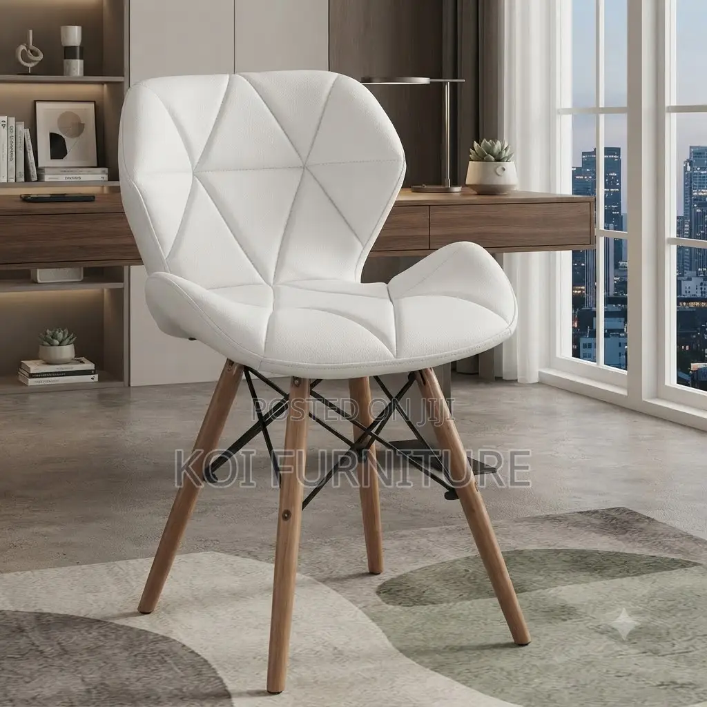 Dining Chairs; Modern New Eames Leather Padded Dining Chairs