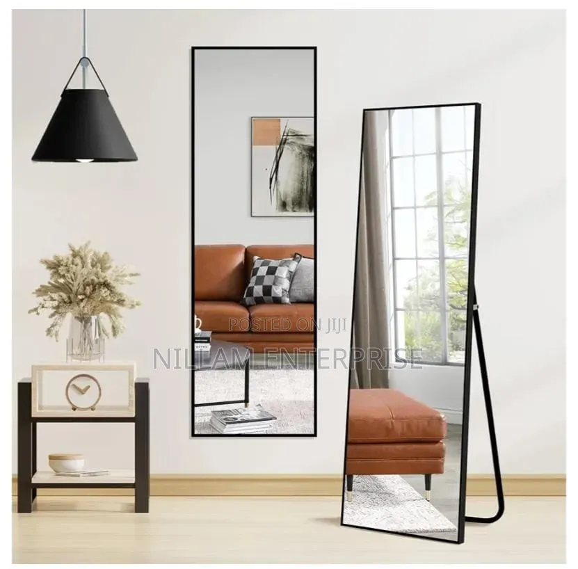 Slim Metallic Framed Rectangle Wall-Mounted Mirror