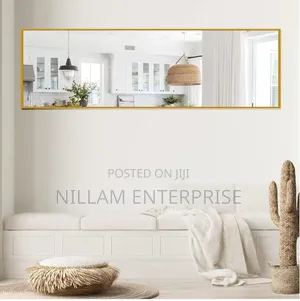 Slim Metallic Framed Rectangle Wall-Mounted Mirror