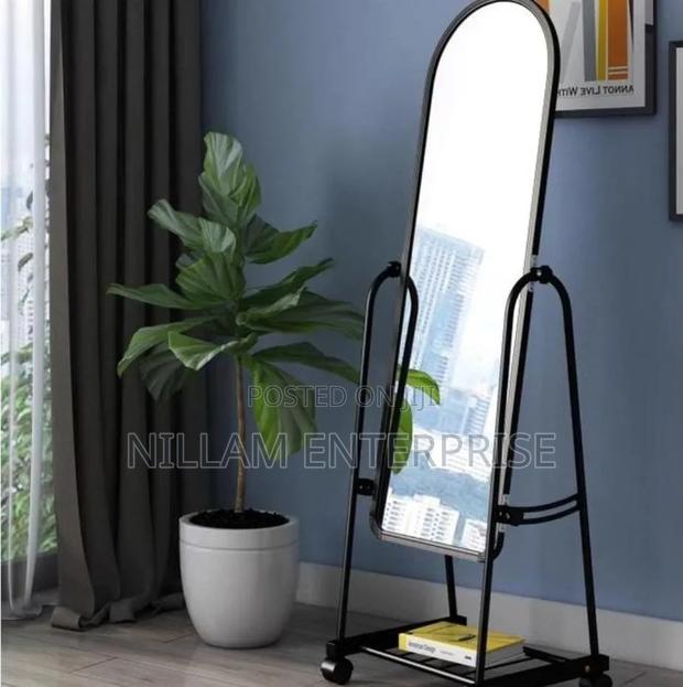Dressing Mirror With Wheels And Storage Rack