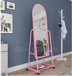 Dressing Mirror With Wheels And Storage Rack