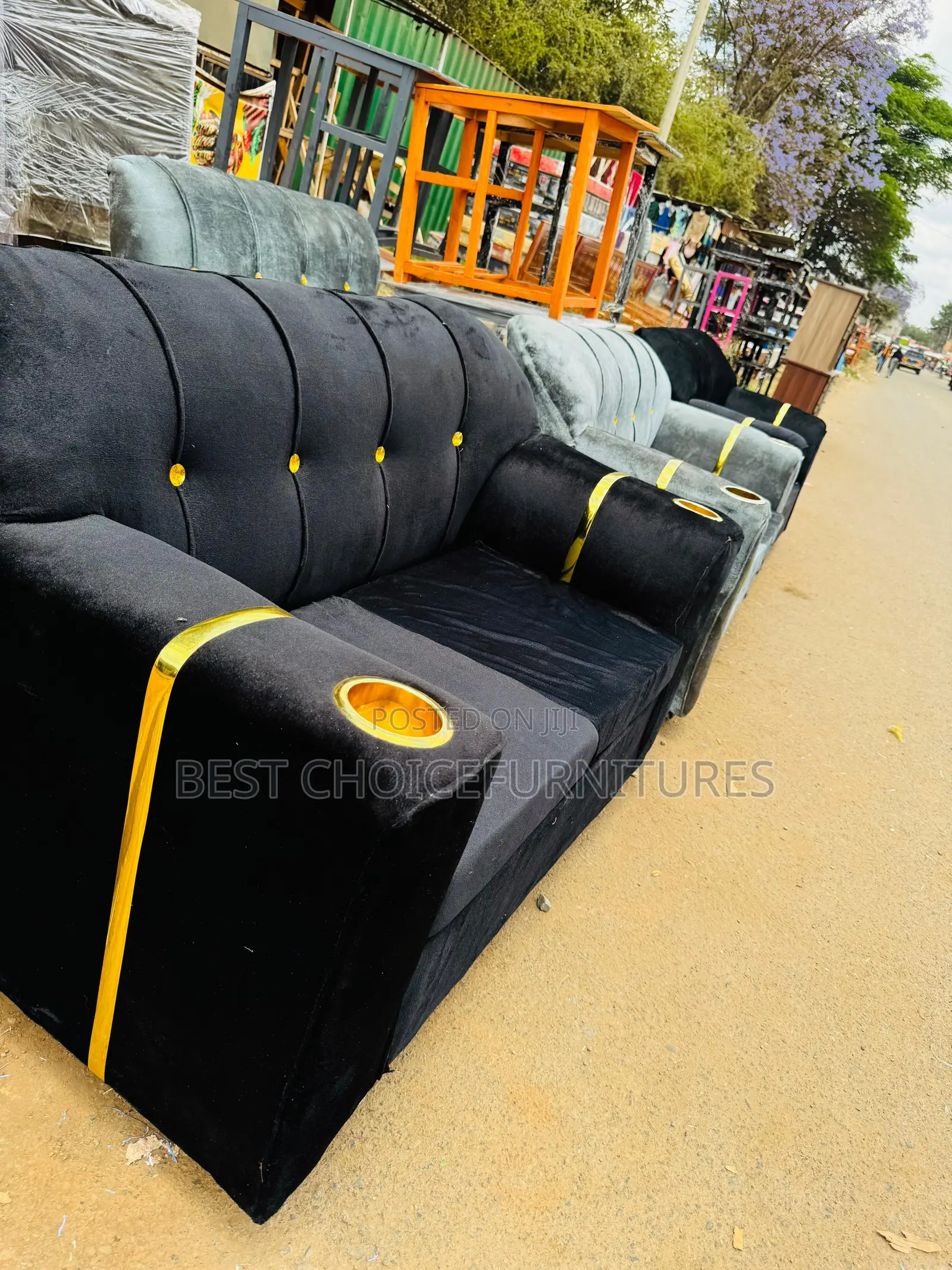 2 Seater Black With Gold Stripes