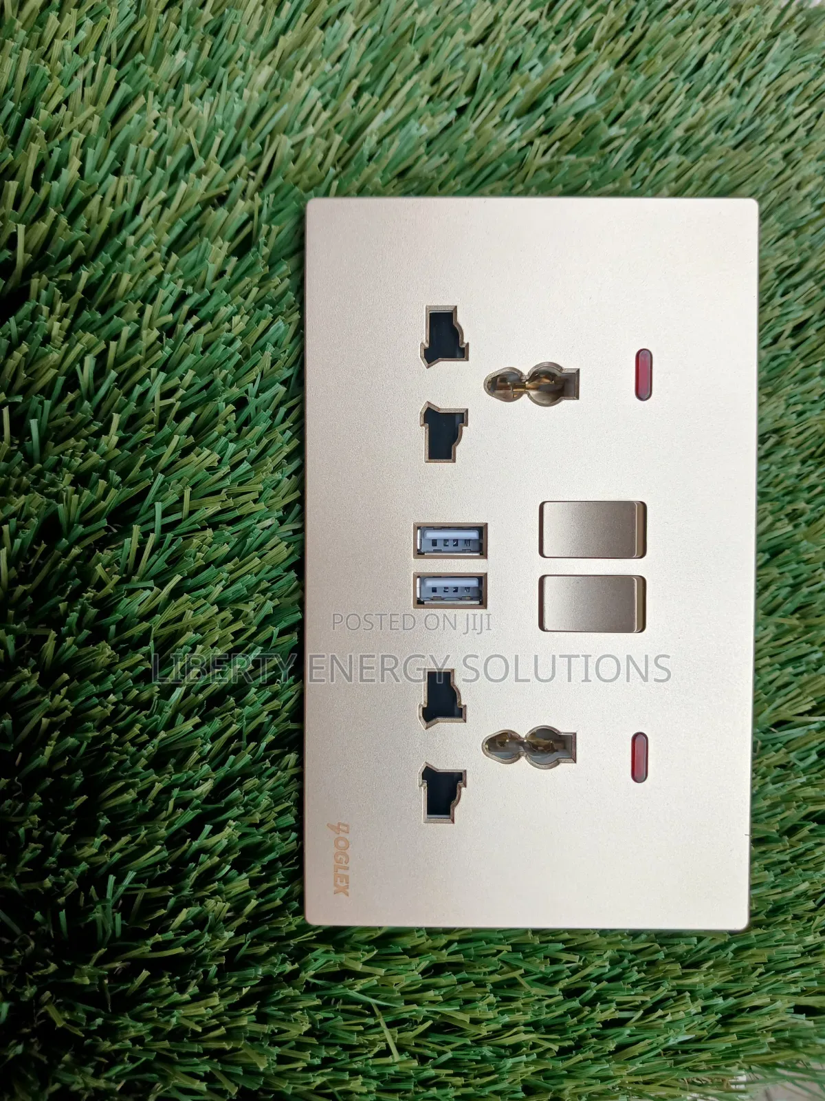 Oglex Twin Socket Ax 413lg+Usb Gold