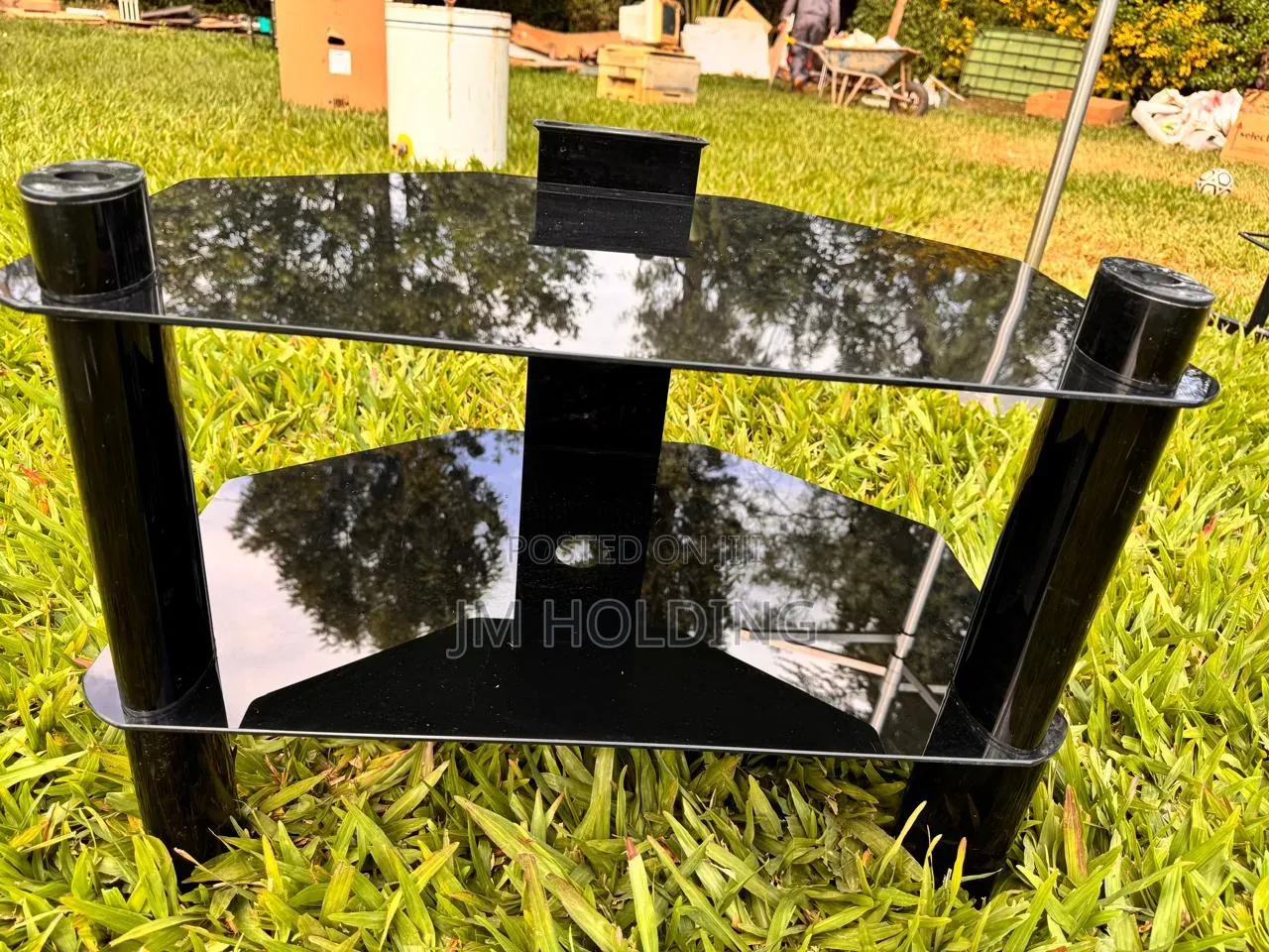 Two Tier Tempered Black Tv Stand
