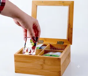 Bamboo Tea Bag Organizer Box - Elegant Kitchen Storage
