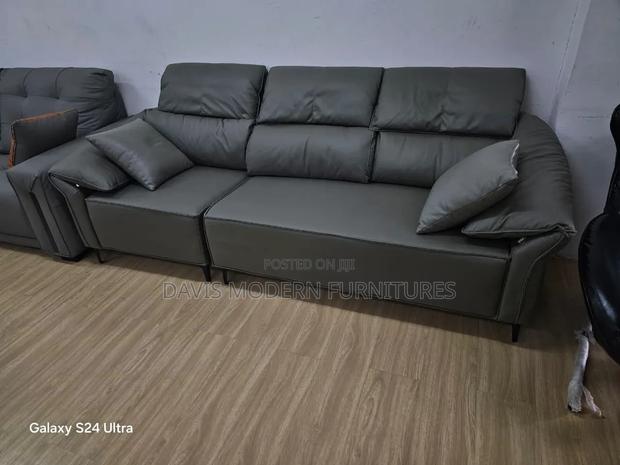 Grey Leatherette Sofa - main view