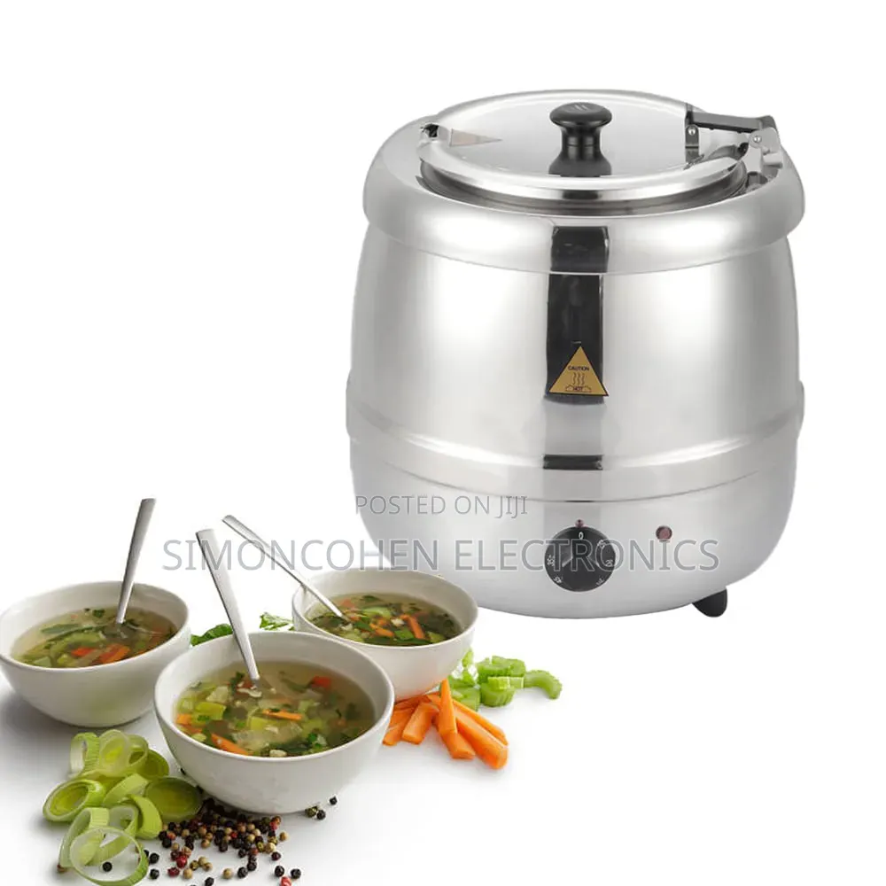 Pure Stainless Steel 10 LTRS Electric Soup Warmer Tureen Kettle