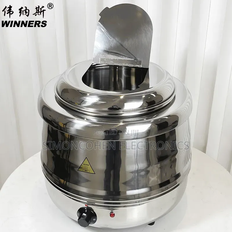Pure Stainless Steel 10 LTRS Electric Soup Warmer Tureen Kettle