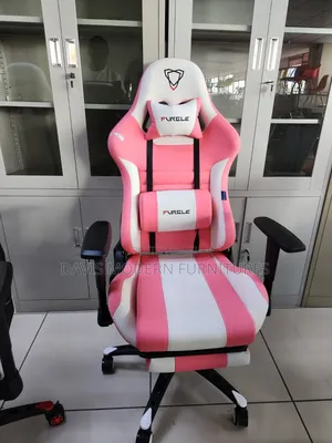 White and Pink Gaming Chair