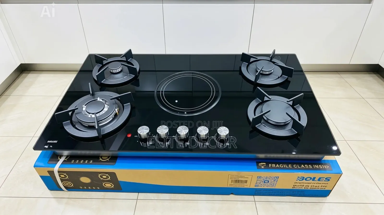 Bolesi Built In Gas Hob With Electric Infrared And Wok Burner