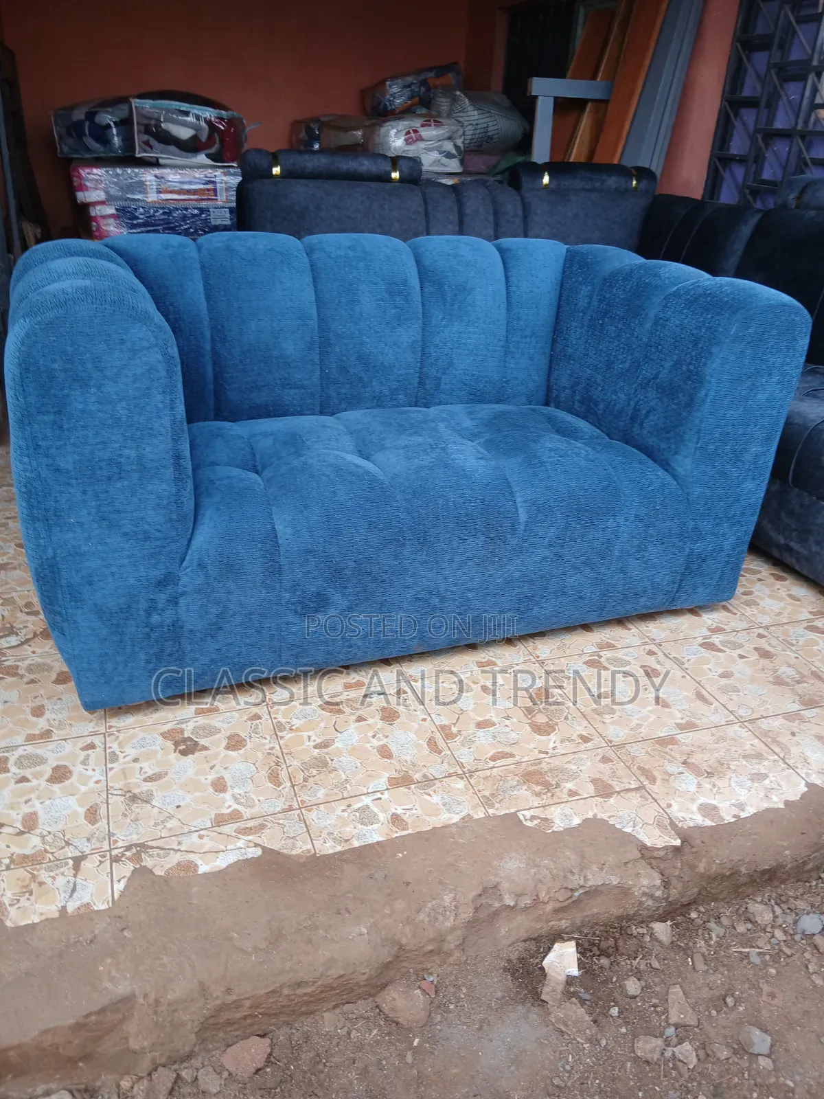 2-Seater Luxurious Blue Accent Sofa