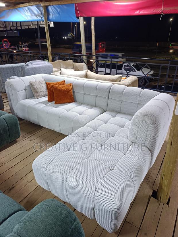 7-Seater L-Shaped White Bubble Sofa - thumbnail 2