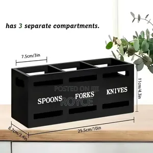3 Compartment Wooden Cutlery Holder