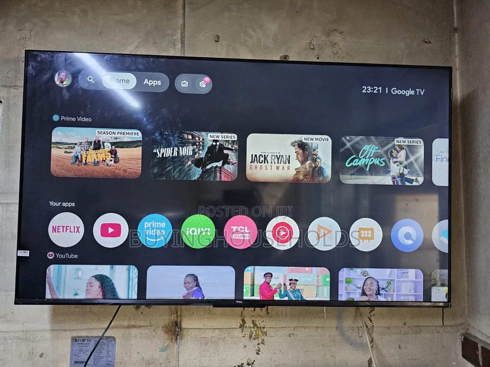 TCL 50" Frameless Google Tv,Used