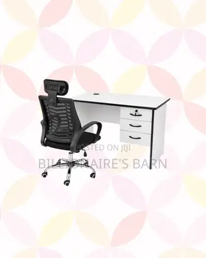 Compact 1m Desk and Headrest Mesh Chair for Focused Tasks