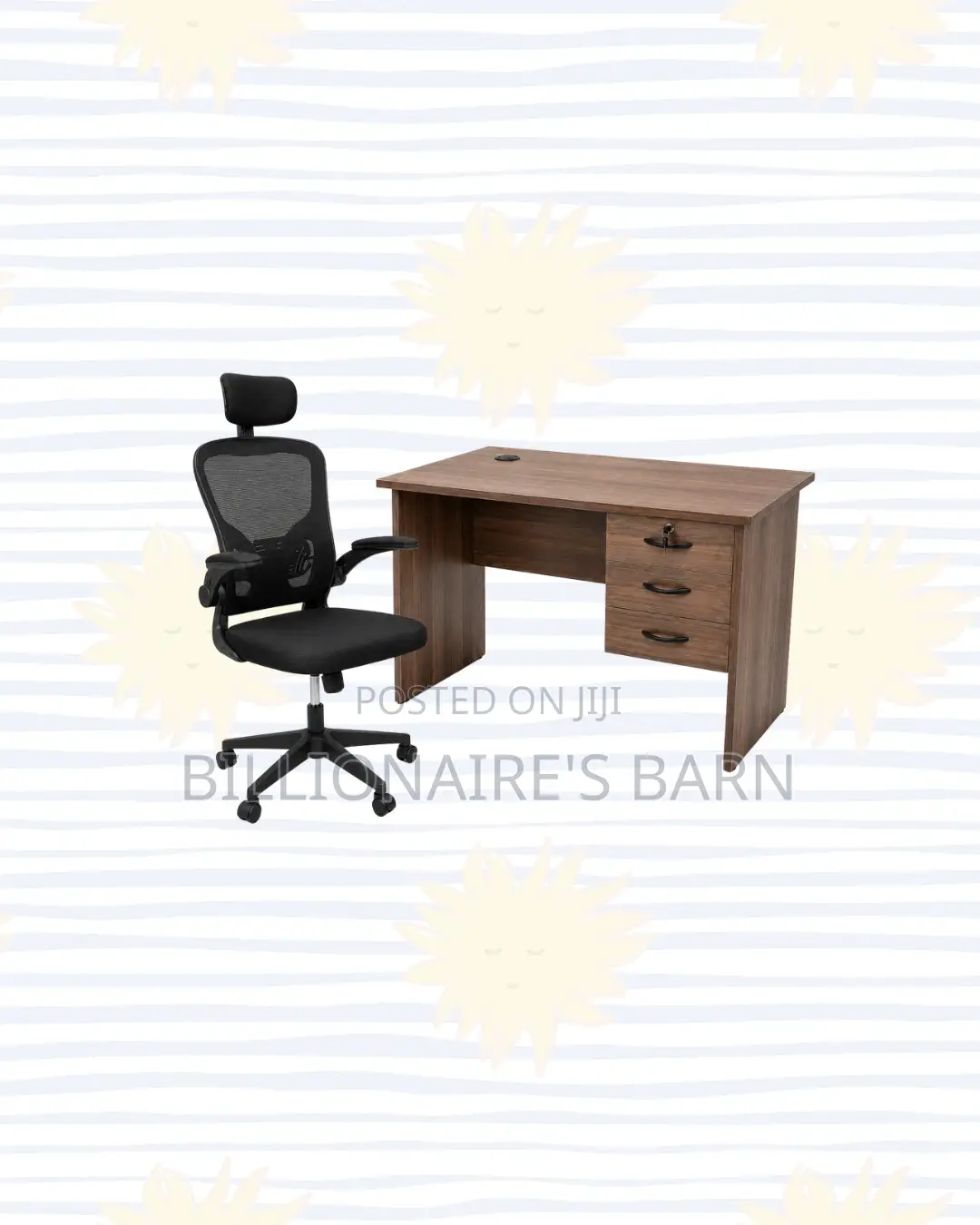 Compact 1m Desk and Flip-Up Arms Ergonomic Chair for Clear Workspaces