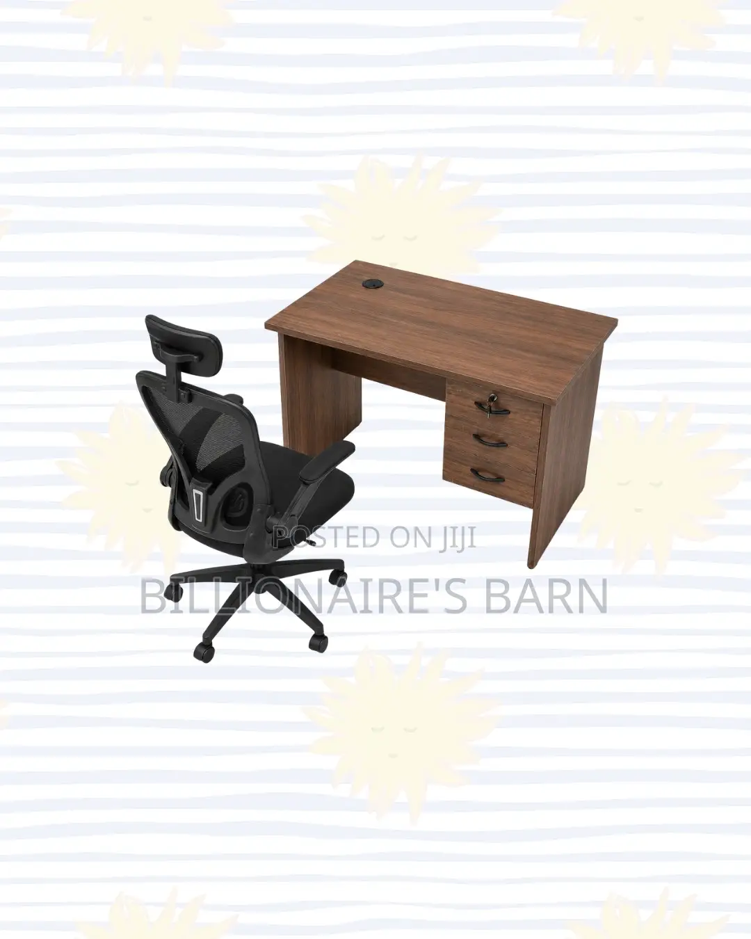 Compact 1m Desk and Flip-Up Arms Ergonomic Chair for Clear Workspaces