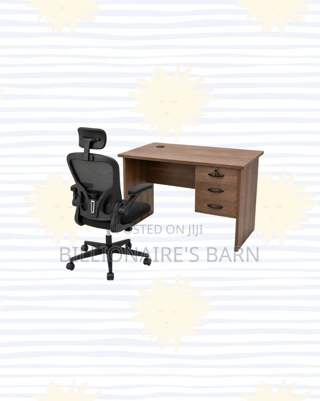 Compact 1m Desk and Flip-Up Arms Ergonomic Chair for Clear Workspaces