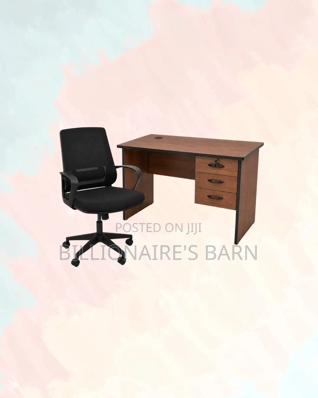 Compact 1m Desk and Black Mid-Back Ergonomic Mesh Chair for Daily Work