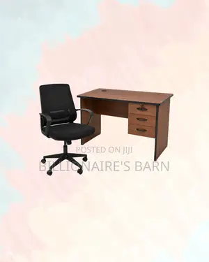 Compact 1m Desk and Black Mid-Back Ergonomic Mesh Chair for Daily Work