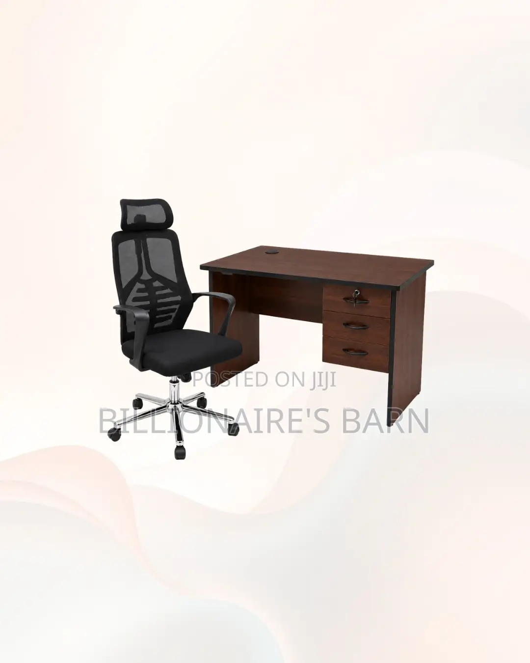 Compact 1m Desk High-Back Ergonomic Mesh Chair for Clear Workspaces