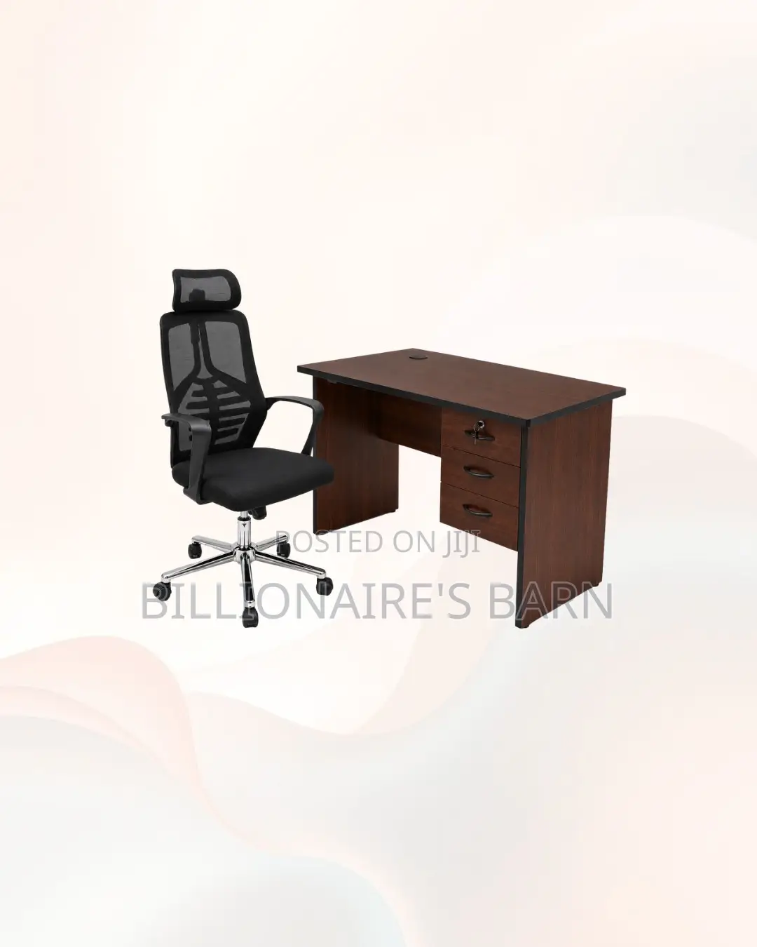 Compact 1m Desk High-Back Ergonomic Mesh Chair for Clear Workspaces