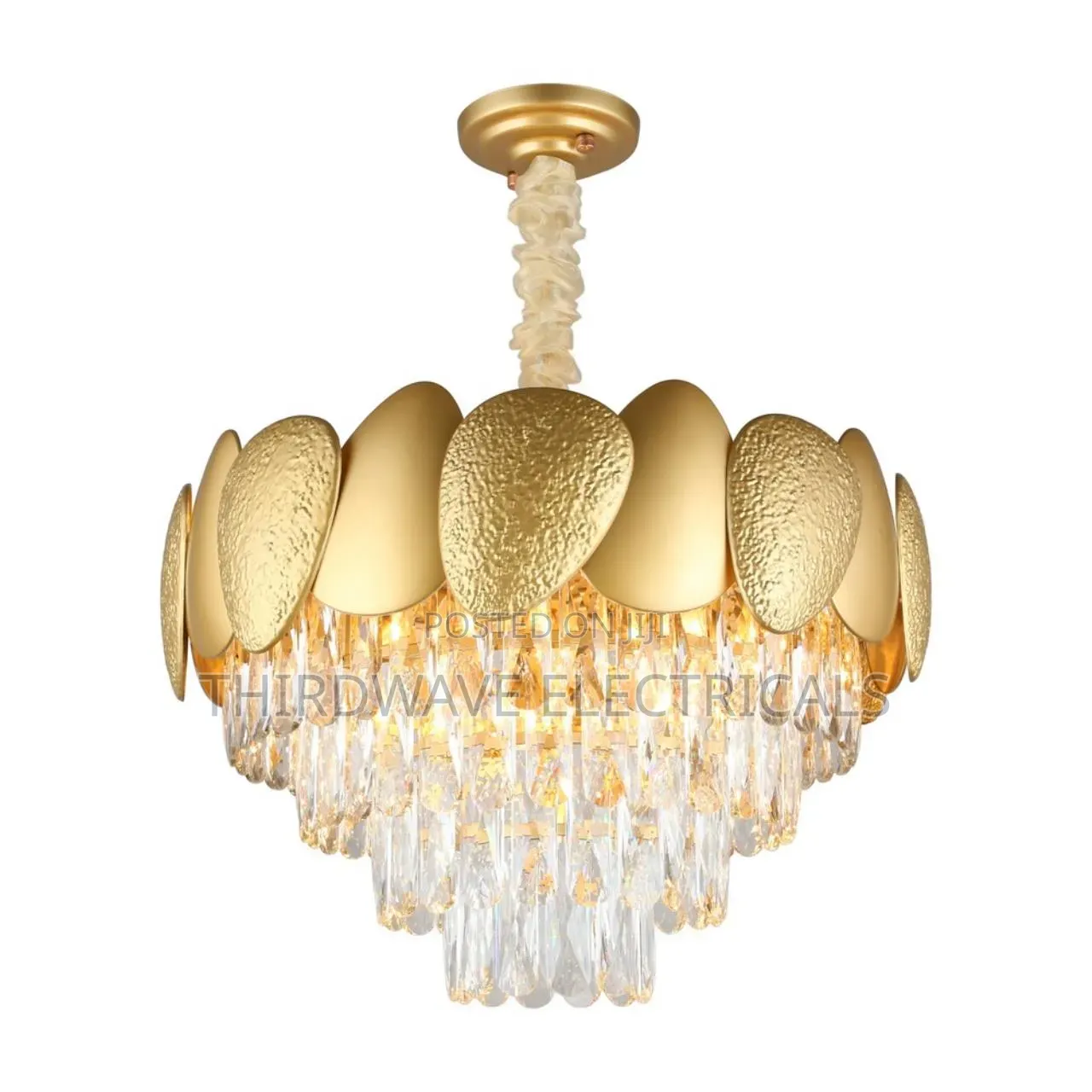 Five-Tiered Crystal Design Golden Chandelier Light