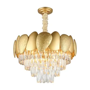 Five-Tiered Crystal Design Golden Chandelier Light