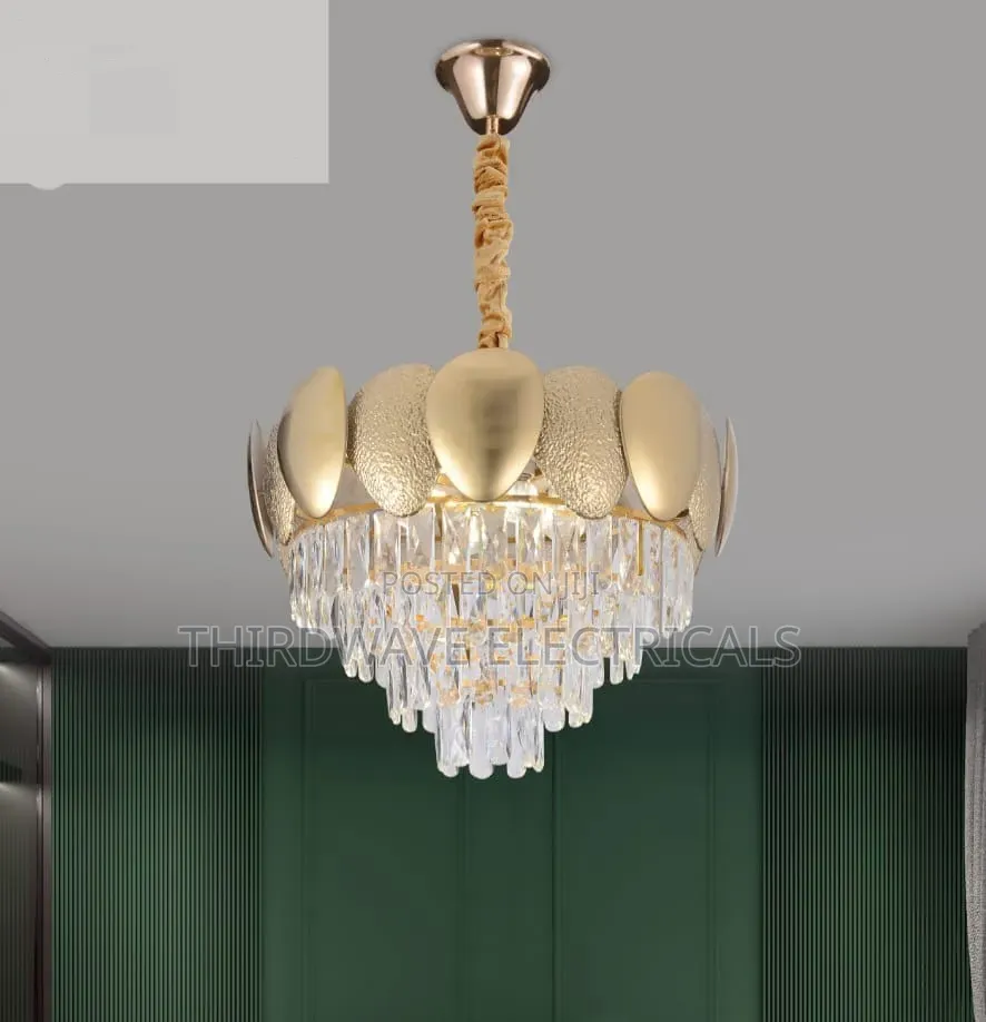 Modern Golden Five-Tiered Crystal Design Chandelier Light