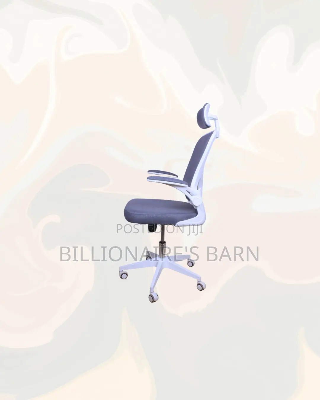 White Ergonomic Office Chair With Headrest for Study and Admin Work