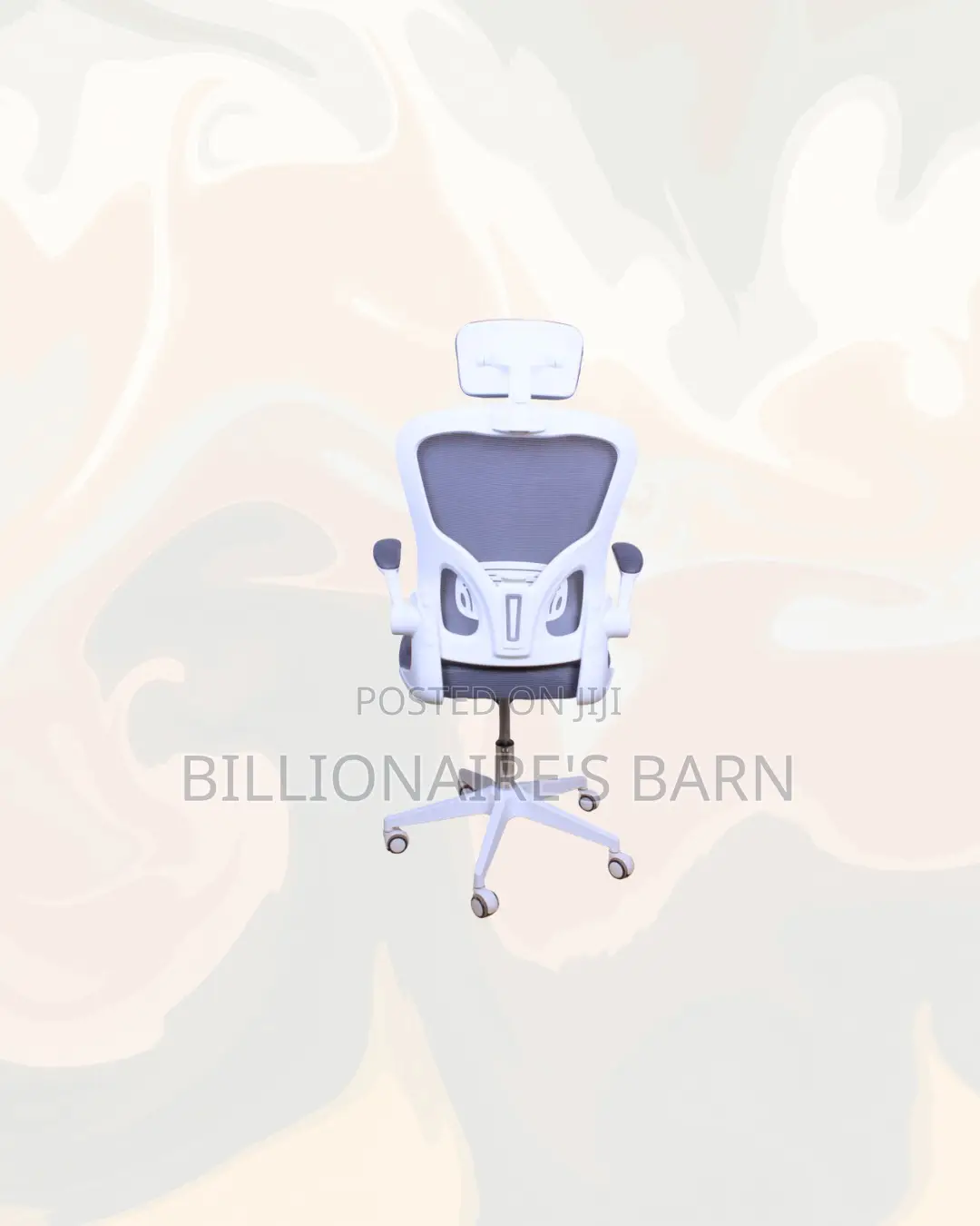 White Ergonomic Office Chair With Headrest for Study and Admin Work