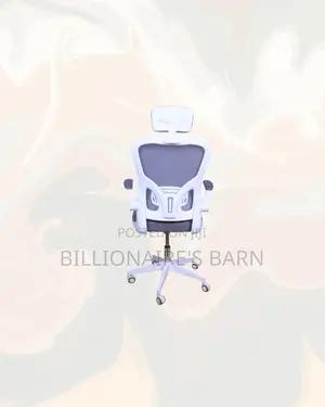 White Ergonomic Office Chair With Headrest for Study and Admin Work