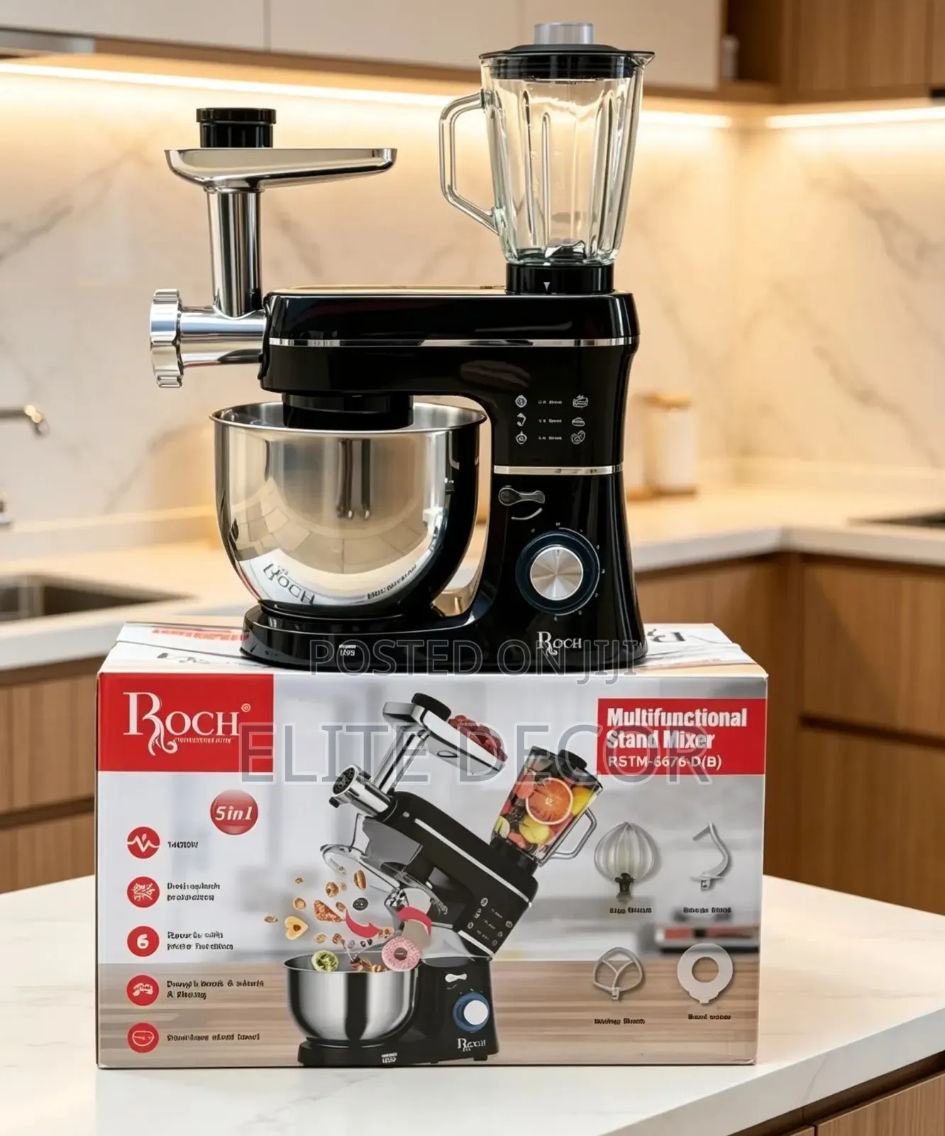 Roch 5 in 1 Multifunctional Stand Mixer – Powerful 1400w, Blender,