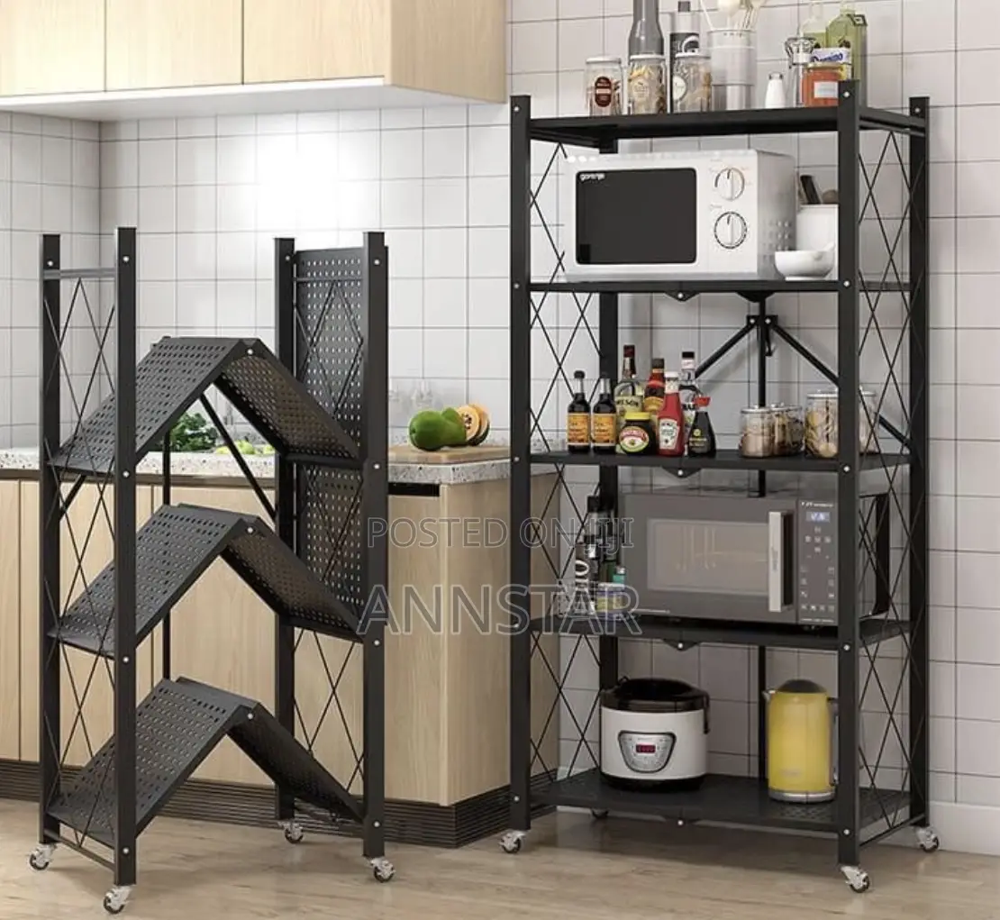 5 Tier Big Size Foldable Kitchen Rack With Wheels
