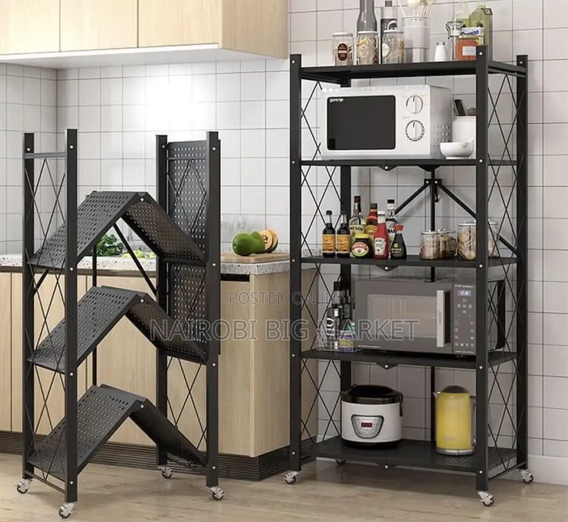 5 Tier Big Size Foldable Kitchen Rack With Wheels