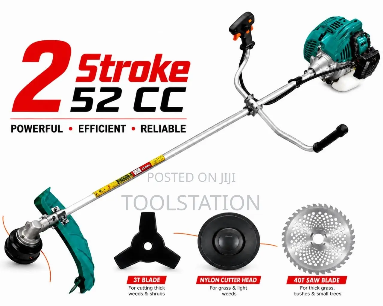 Brush Cutter 2 Stroke Gasoline 52cc 2000w With Accessories