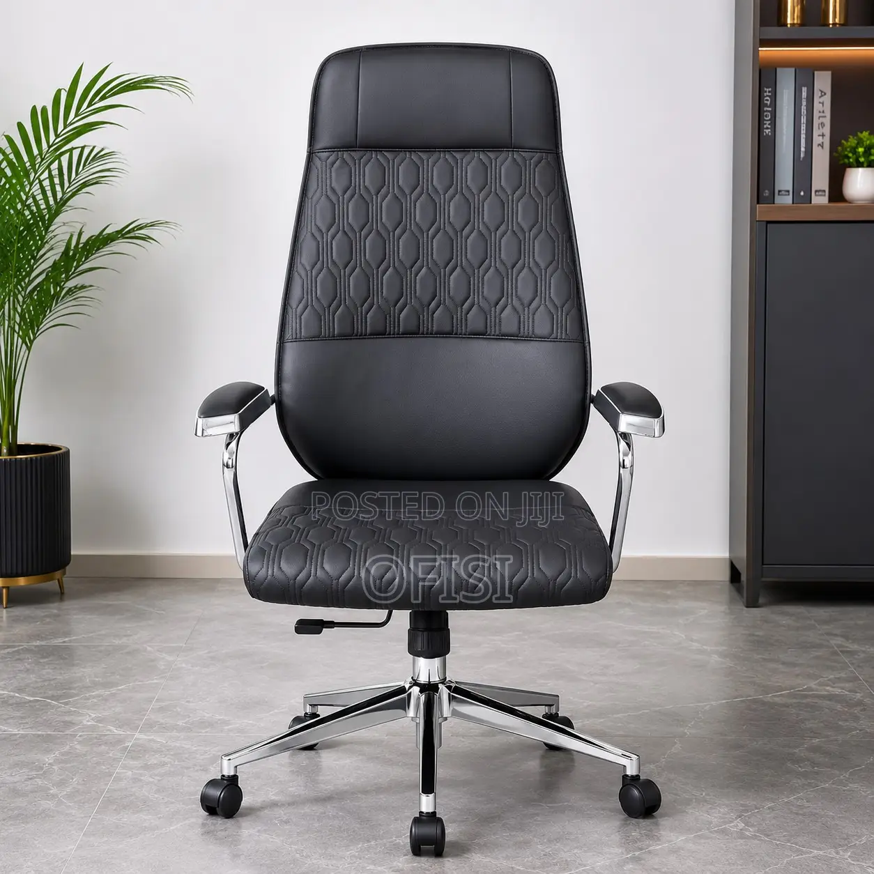 Office Chair; Leather High-Back Executive Office Chair