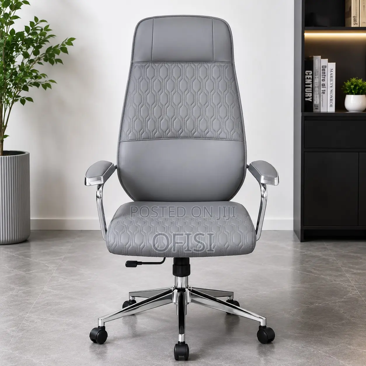 Office Chair; Leather High-Back Executive Office Chair