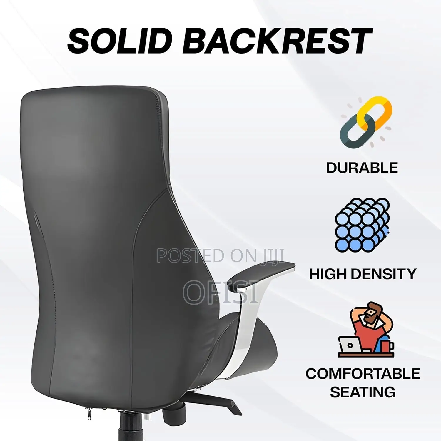 Office Chair; Leather High-Back Executive Office Chair