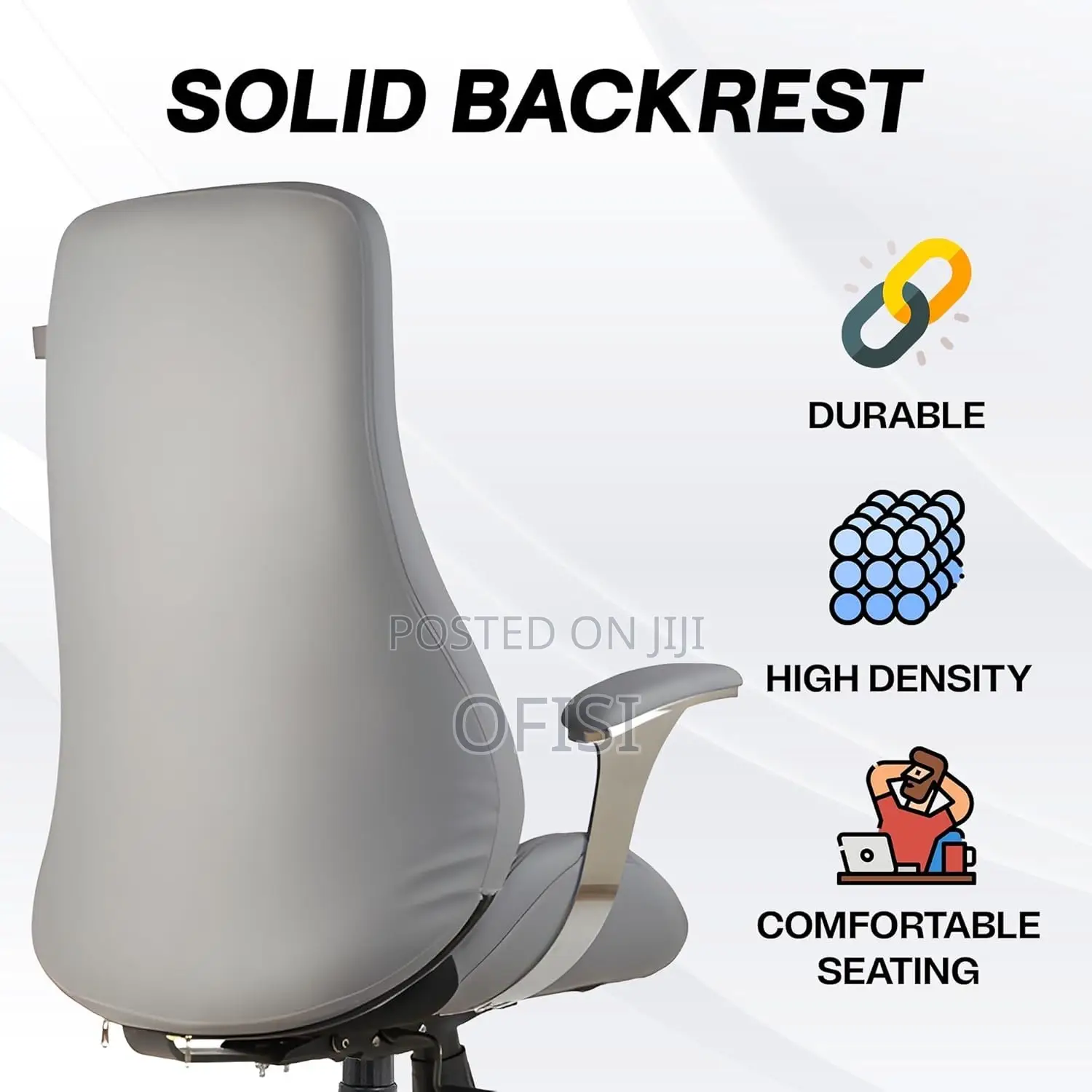 Office Chair; Leather High-Back Executive Office Chair