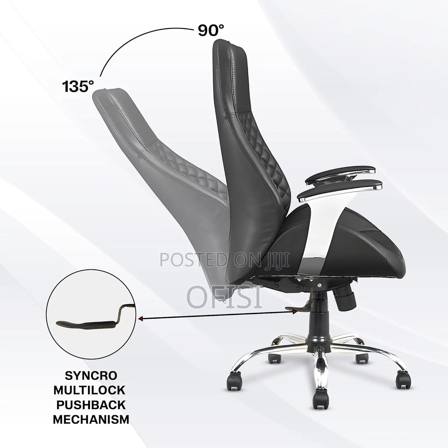 Office Chair; Leather High-Back Executive Office Chair