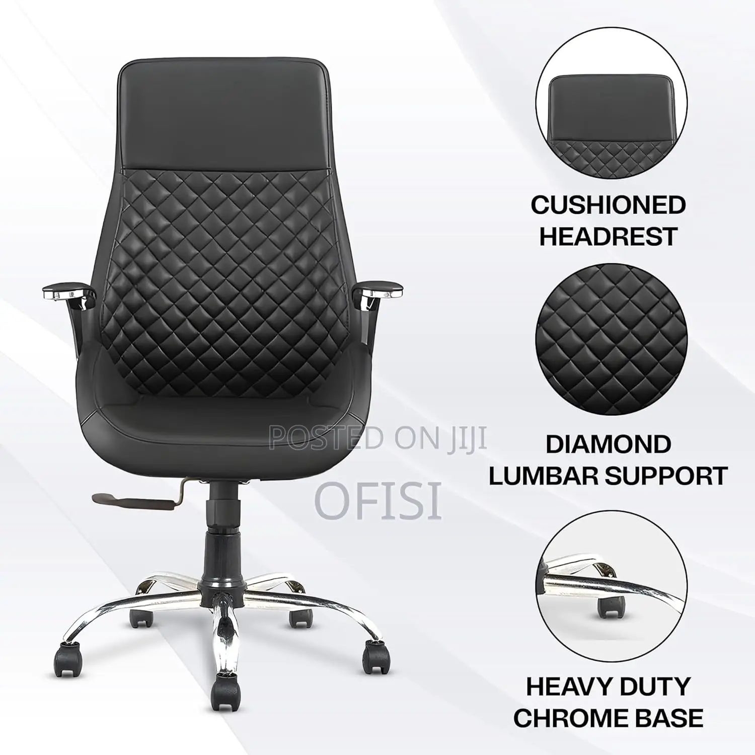 Office Chair; Leather High-Back Executive Office Chair