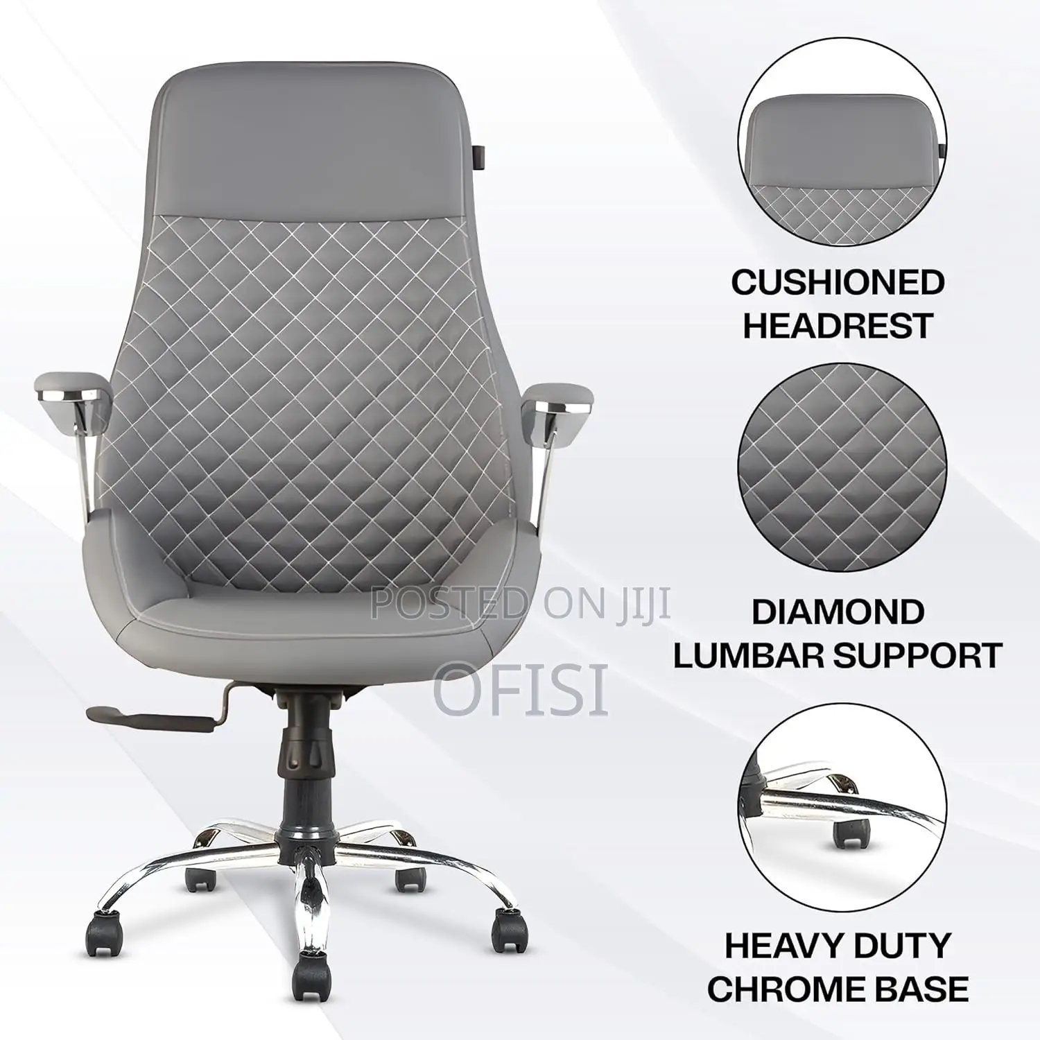 Office Chair; Leather High-Back Executive Office Chair
