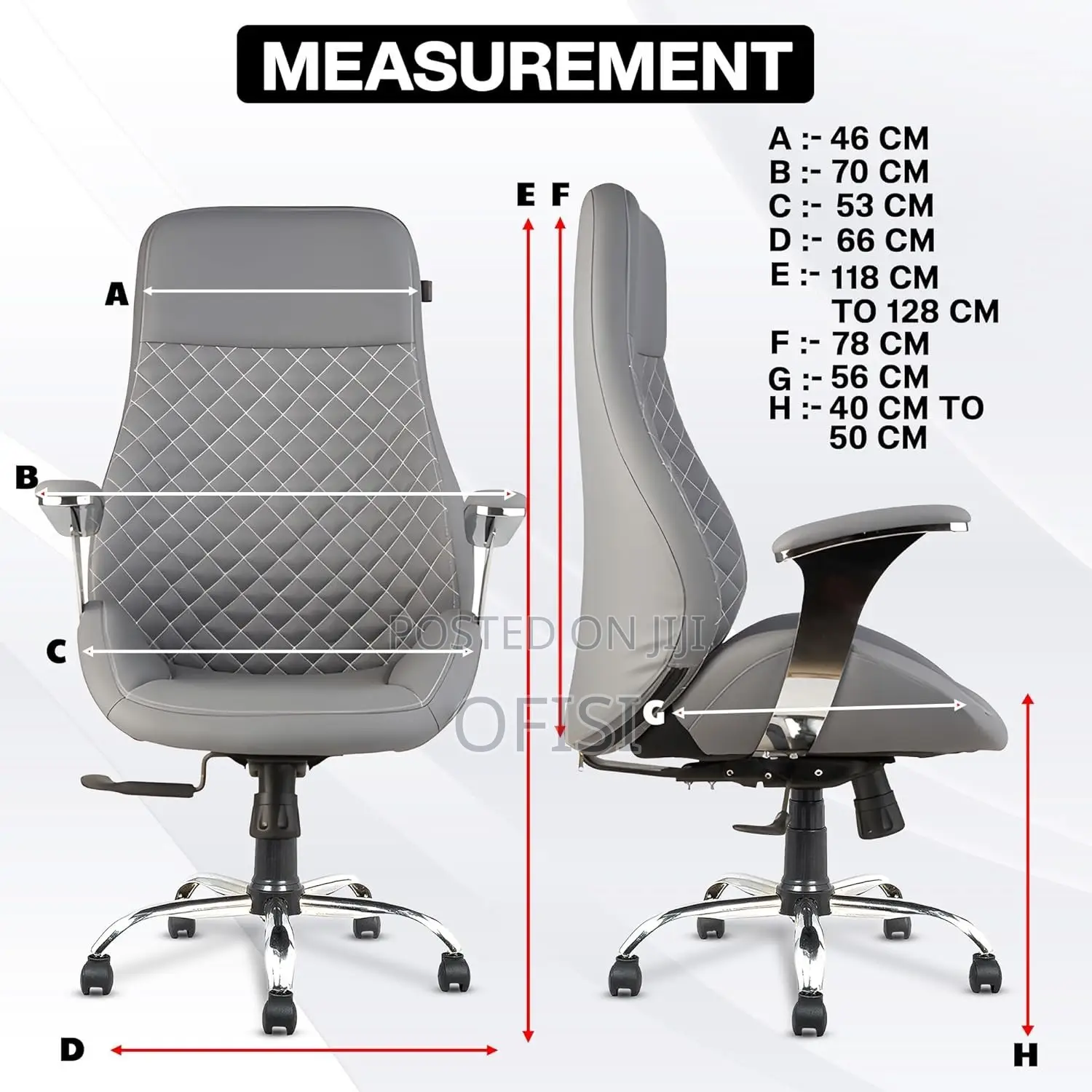 Office Chair; Leather High-Back Executive Office Chair